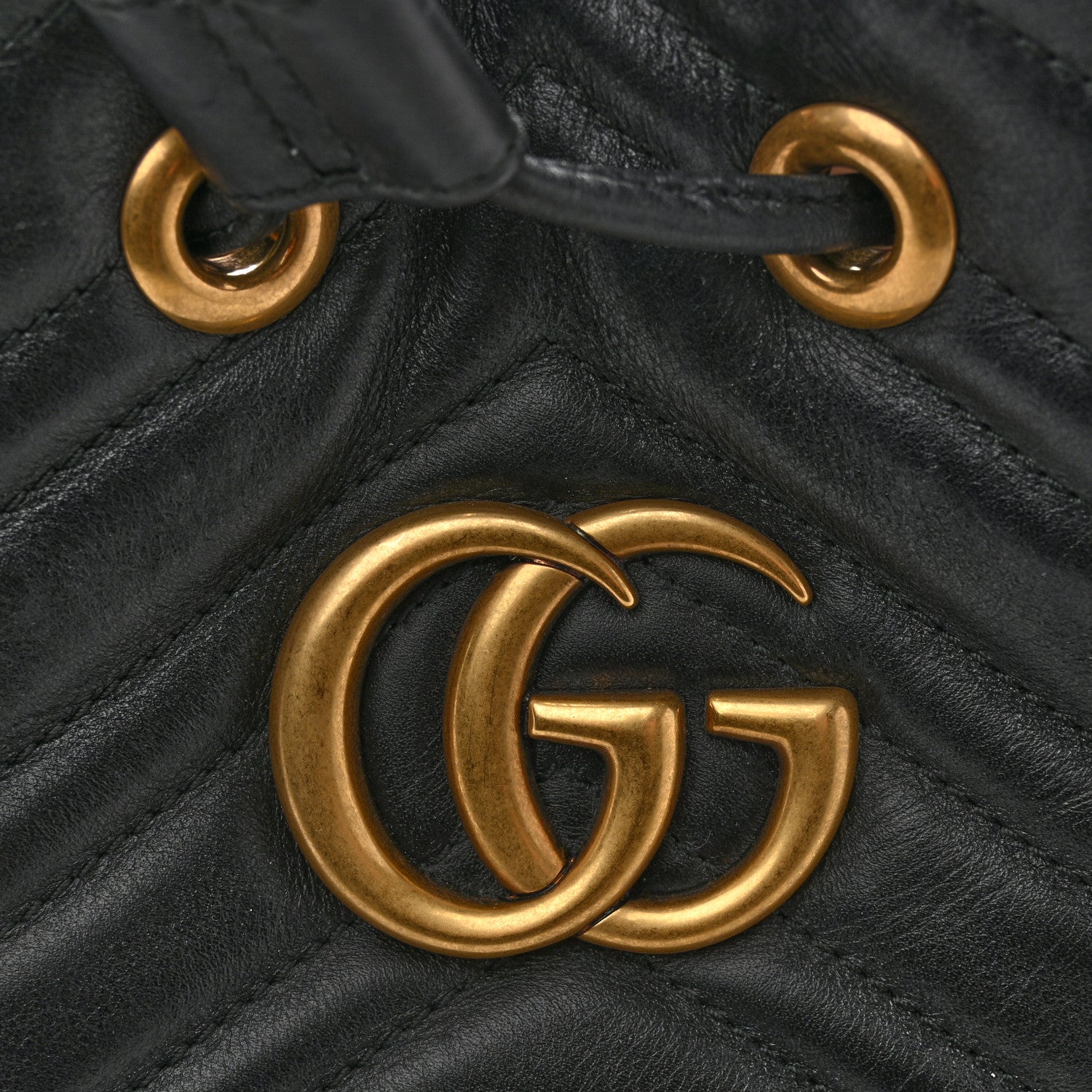 Gucci Calfskin Matelasse Sylvie Web GG Marmont Bucket Bag Black 12 of 15