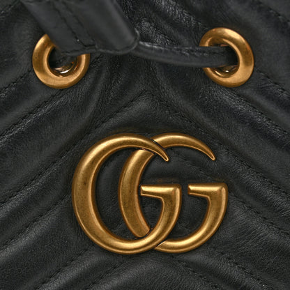 Gucci Calfskin Matelasse Sylvie Web GG Marmont Bucket Bag Black 12 of 15