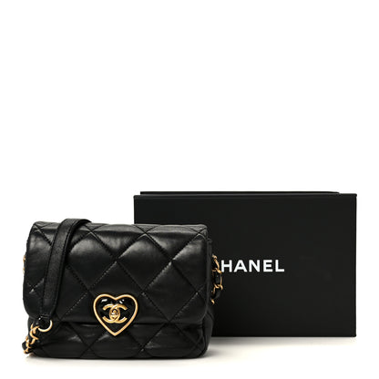 Chanel Lambskin Resin Quilted Mini Heart Square Flap Black 10 of 10