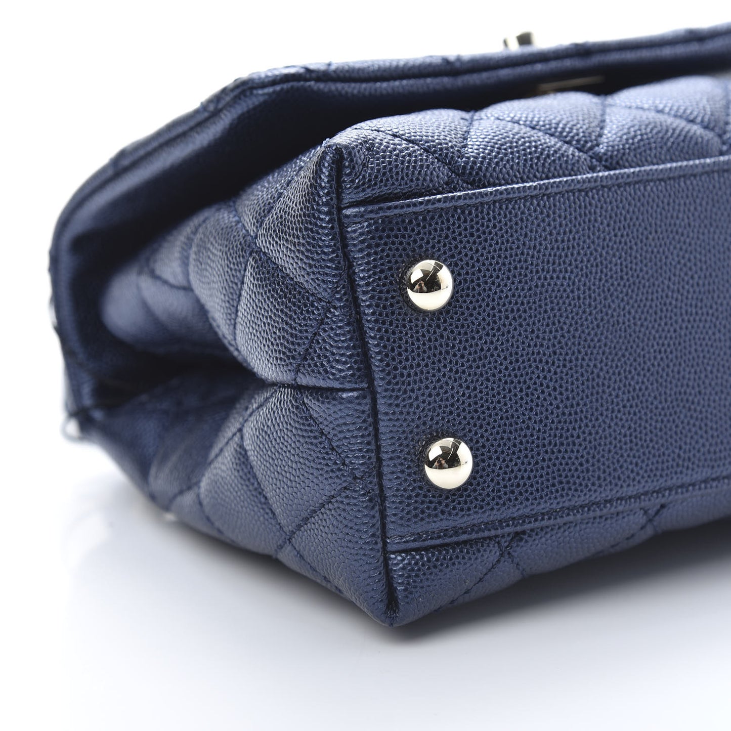 Metallic Caviar Quilted Extra Mini Coco Handle Flap Dark Blue