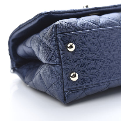 Chanel Metallic Caviar Quilted Extra Mini Coco Handle Flap Dark Blue 10 of 12