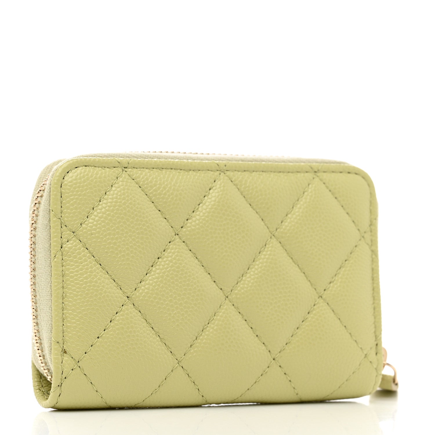 Chanel Caviar Quilted French New Wave Zip Coin Purse Light Green 3 of 9