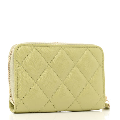 Chanel Caviar Quilted French New Wave Zip Coin Purse Light Green 3 of 9