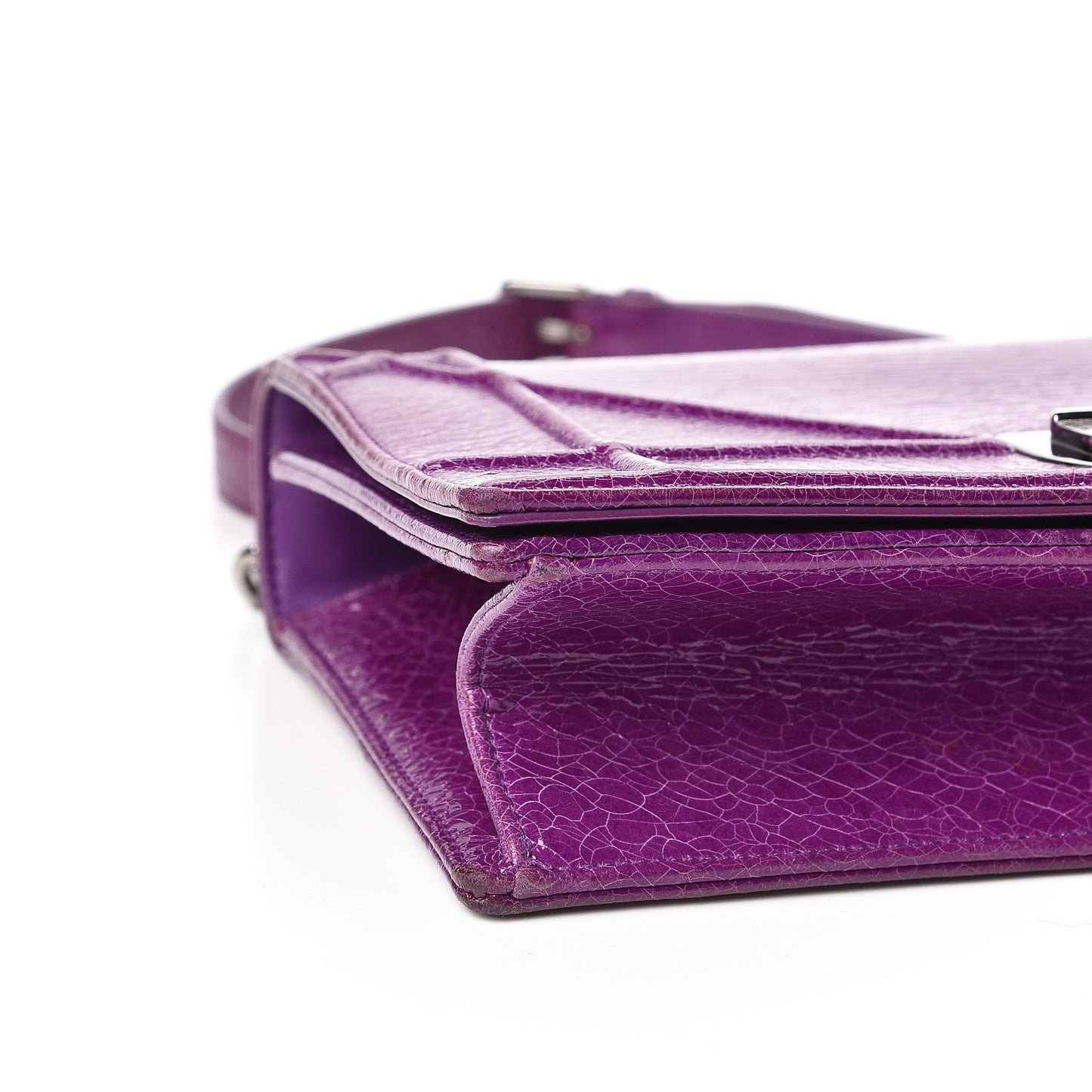 Ceramic Effect Deerskin Medium Diorama Flap Bag Purple