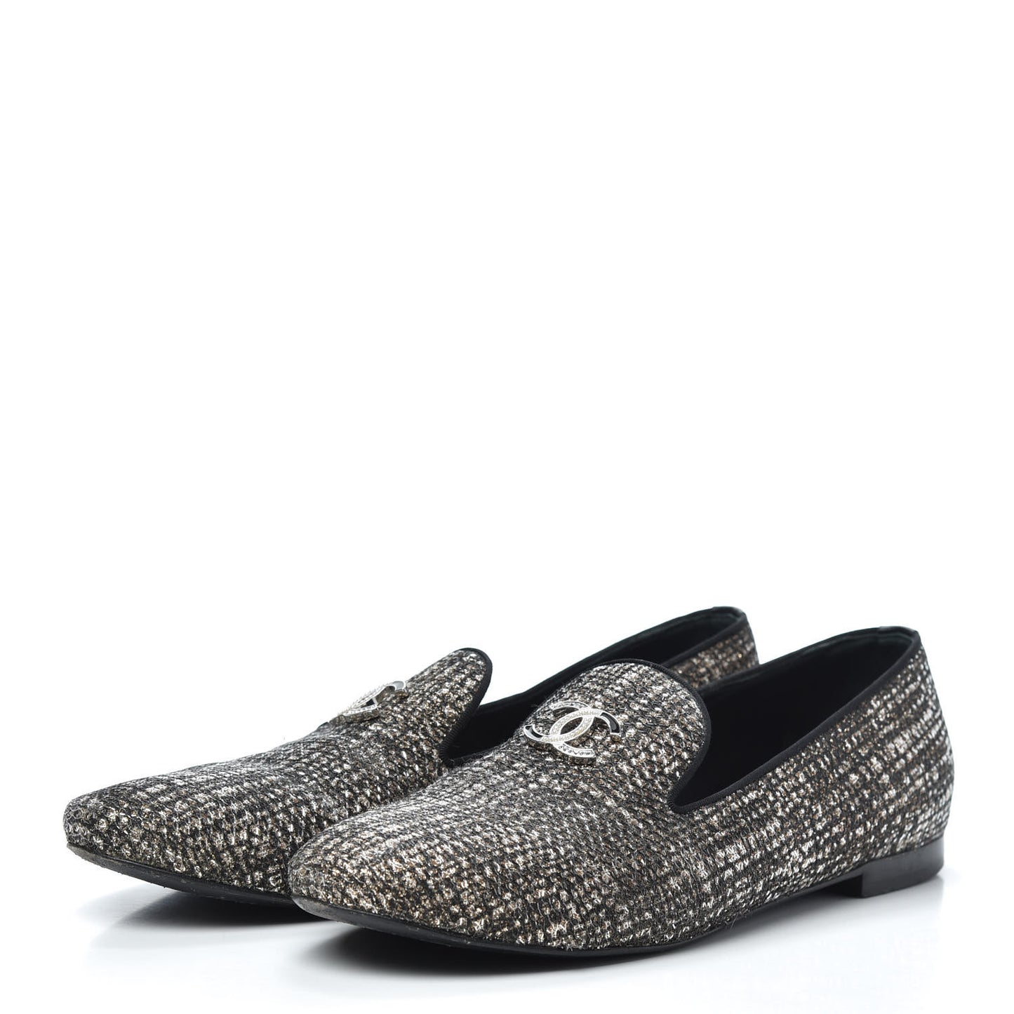 Fantasy Tweed CC Mocassin Loafers 41 Pink Black
