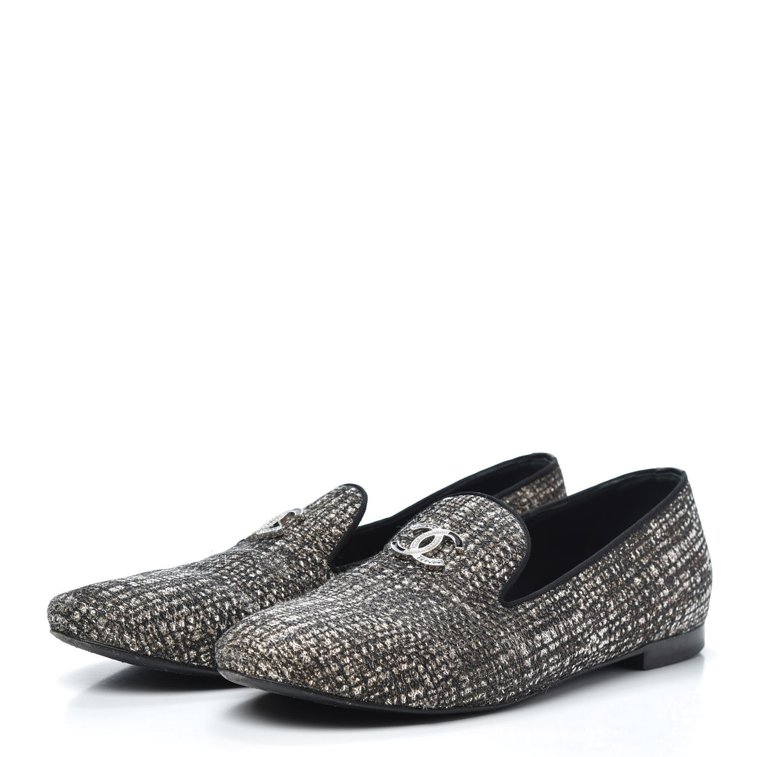 Chanel Fantasy Tweed CC Mocassin Loafers 41 Pink Black 3 of 7