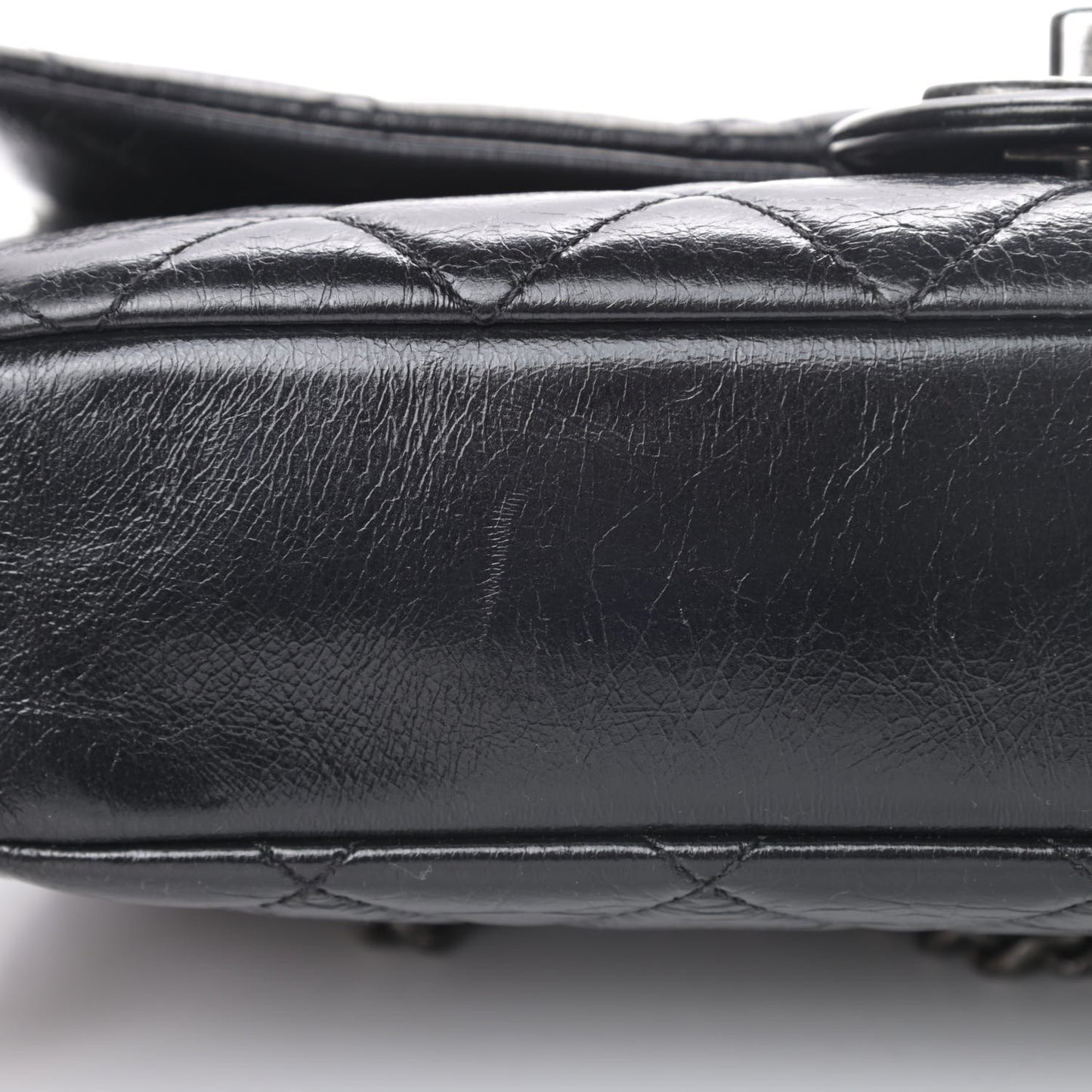 Glazed Calfskin Quilted Medium Duo Color Flap Black