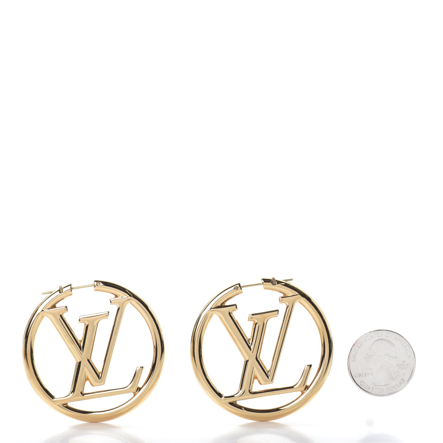 Louis Vuitton Metal Louise Hoop Earrings Gold 2 of 4