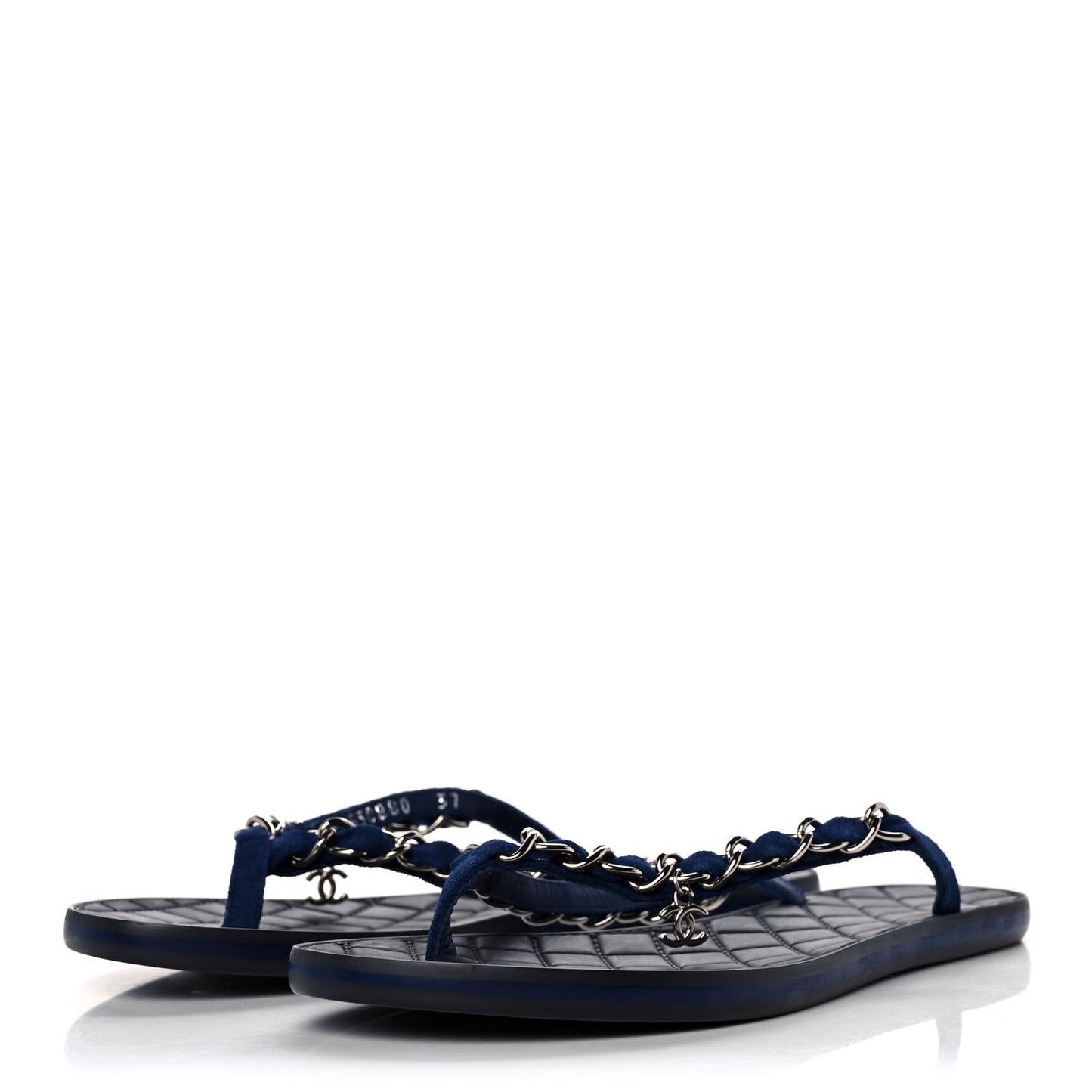Cotton Terrycloth Thong Sandals 37 Blue