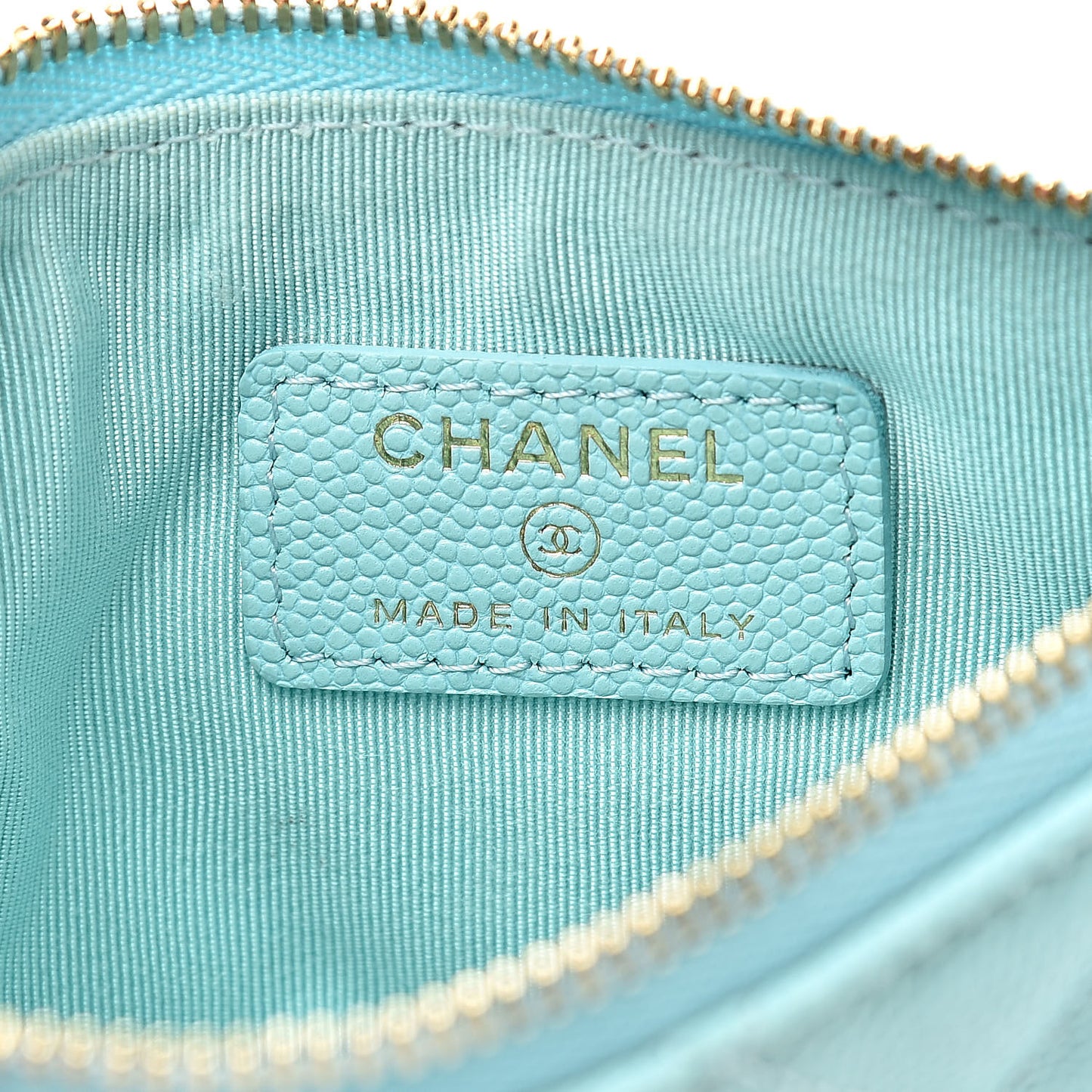Caviar Quilted Small Cosmetic Case Light Blue
