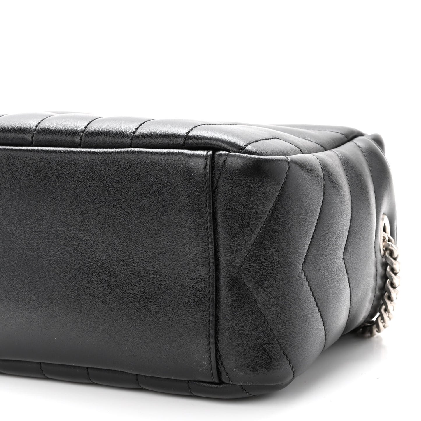 Calfskin Y Quilted Monogram Small Loulou Bowling Bag Black