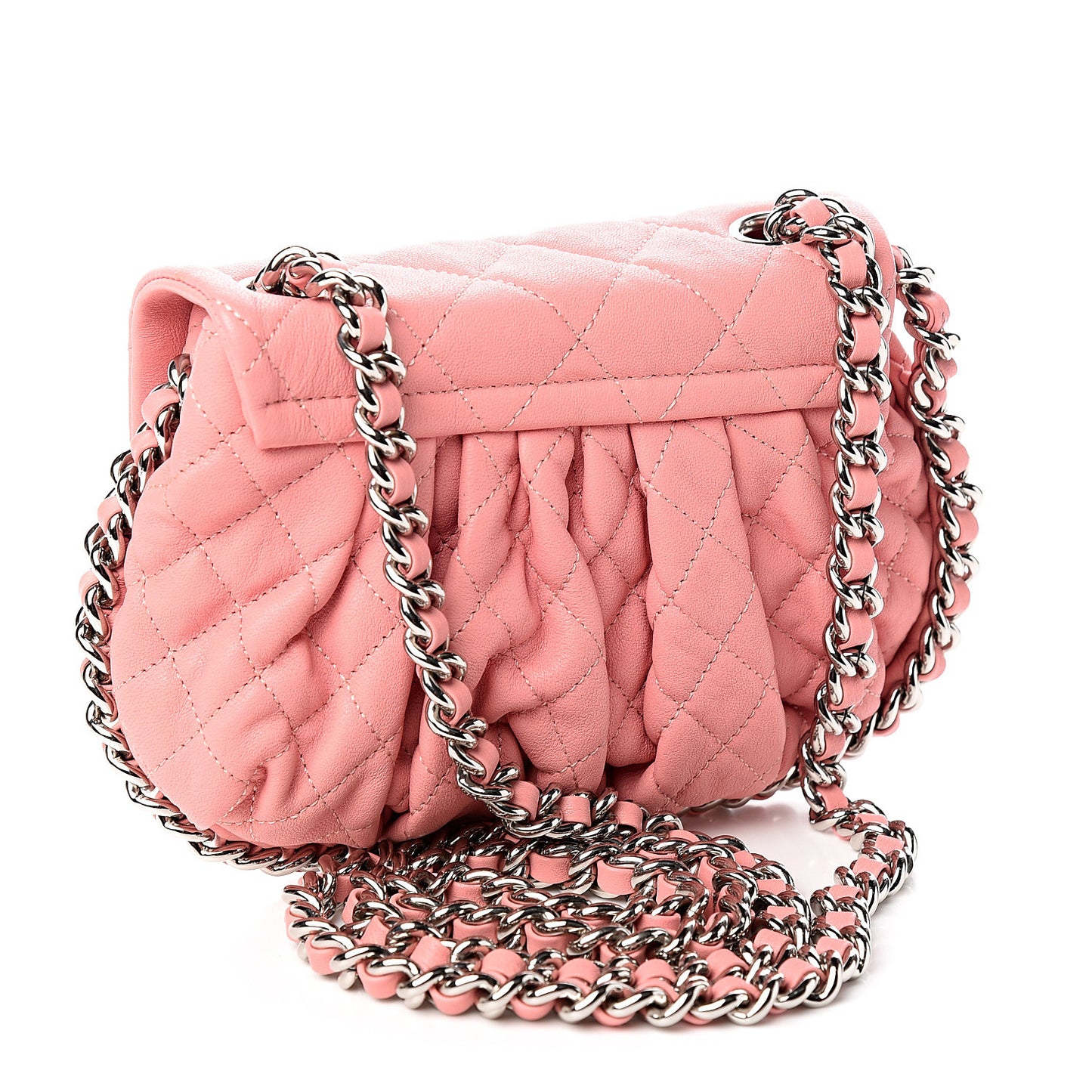 Washed Lambskin Quilted Mini Chain Around Messenger Pink
