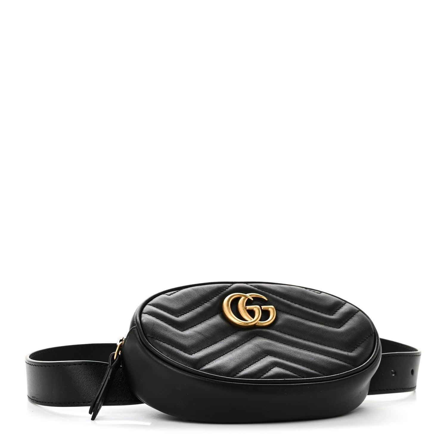 Gucci Calfskin Matelasse GG Marmont Belt Bag 85 34 Black 4 of 11