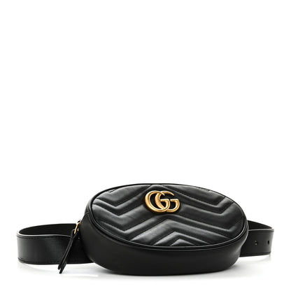Gucci Calfskin Matelasse GG Marmont Belt Bag 85 34 Black 4 of 11