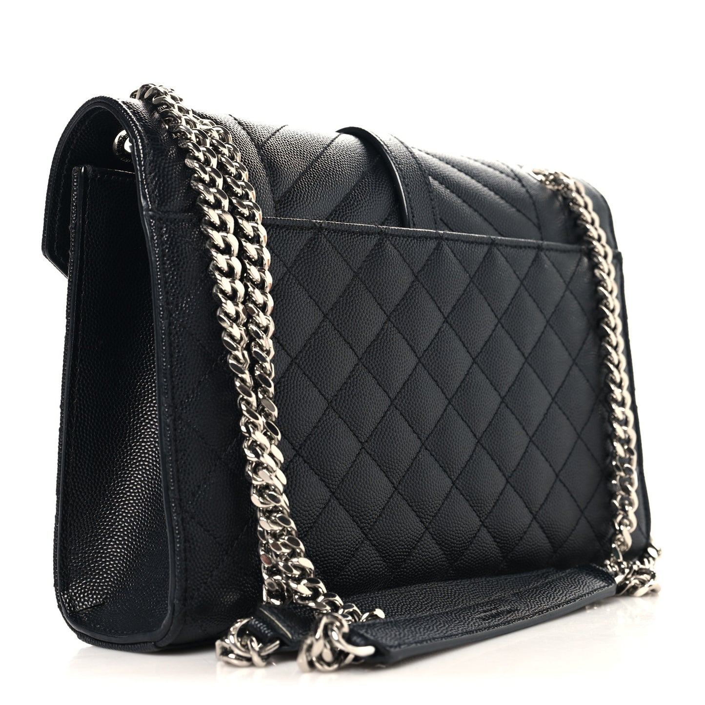 Grain De Poudre Textured Mixed Matelasse Triquilt Medium Monogram Satchel Black