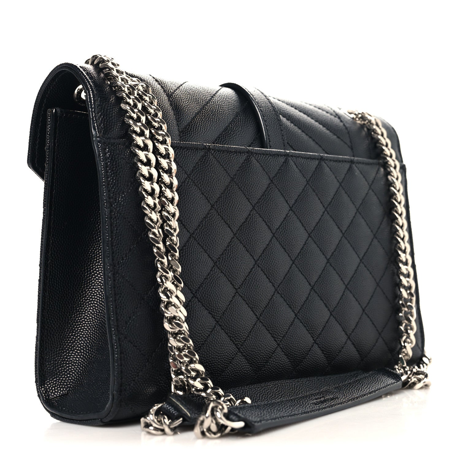 Saint Laurent Grain De Poudre Textured Mixed Matelasse Triquilt Medium Monogram Satchel Black 3 of 10