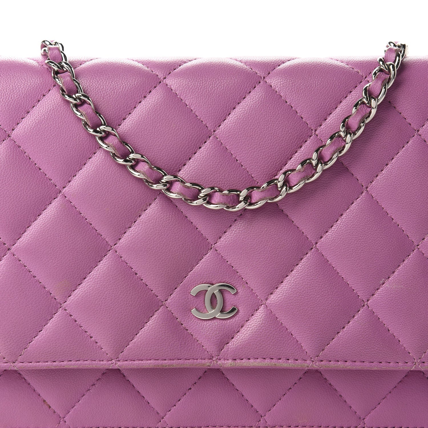 Chanel Lambskin Quilted Wallet On Chain WOC Purple 16 of 16