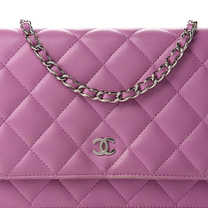 Chanel Lambskin Quilted Wallet On Chain WOC Purple 16 of 16