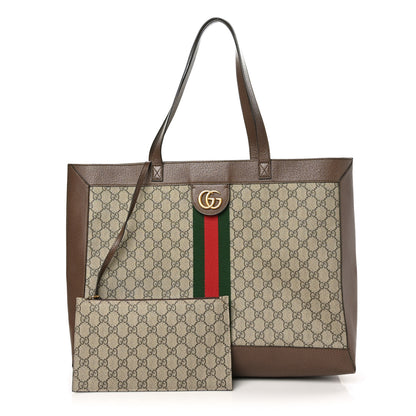 Gucci GG Supreme Monogram Web Ophidia Tote Brown 1 of 9