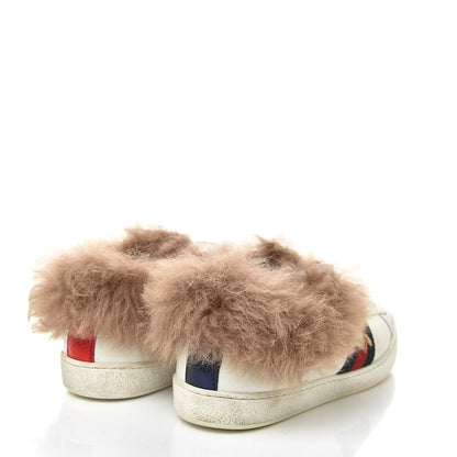 Gucci Calfskin Wool Web Bee Embroidered Womens Ace Sneakers 38 White 4 of 12
