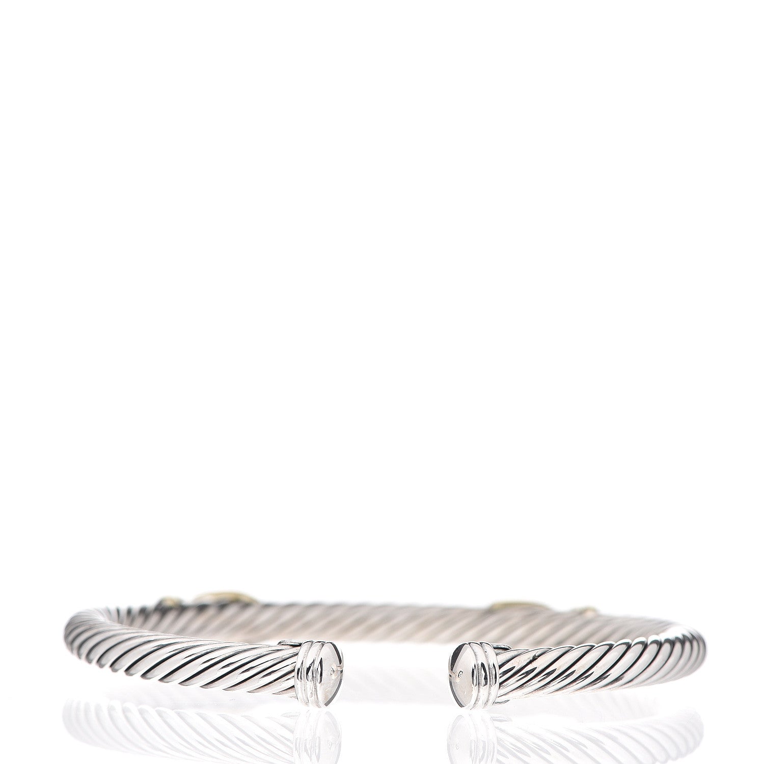 David Yurman Sterling Silver 14K Yellow Gold 5mm Double X Cable Bracelet 2 of 3