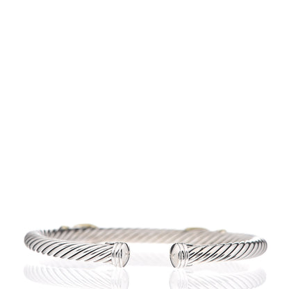 David Yurman Sterling Silver 14K Yellow Gold 5mm Double X Cable Bracelet 2 of 3