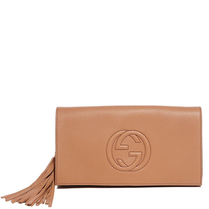 Gucci Pebbled Calfskin Medium Soho Clutch Camelia 1 of 9