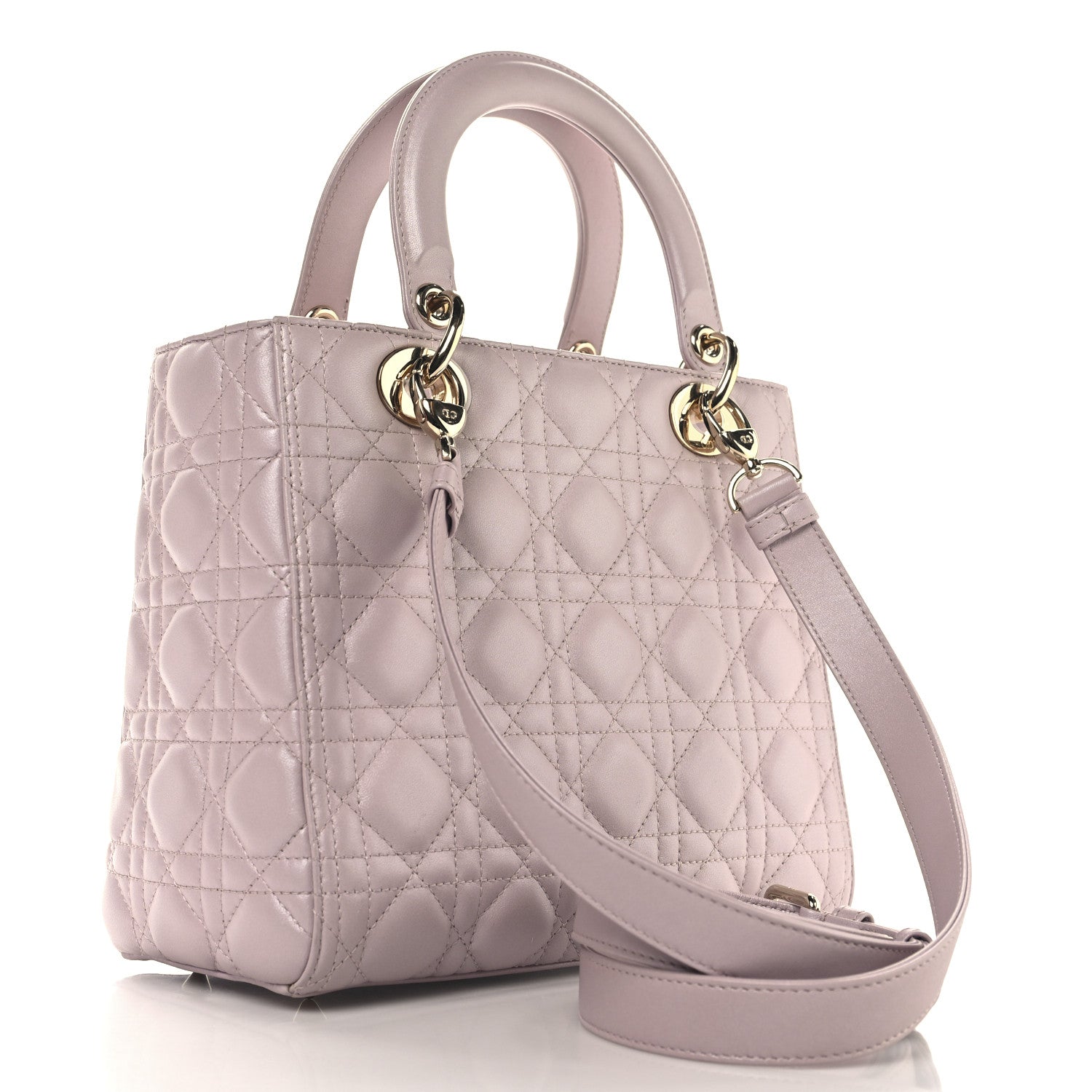 Christian Dior Pearly Lambskin Cannage Medium Lady Dior Lotus 2 of 11