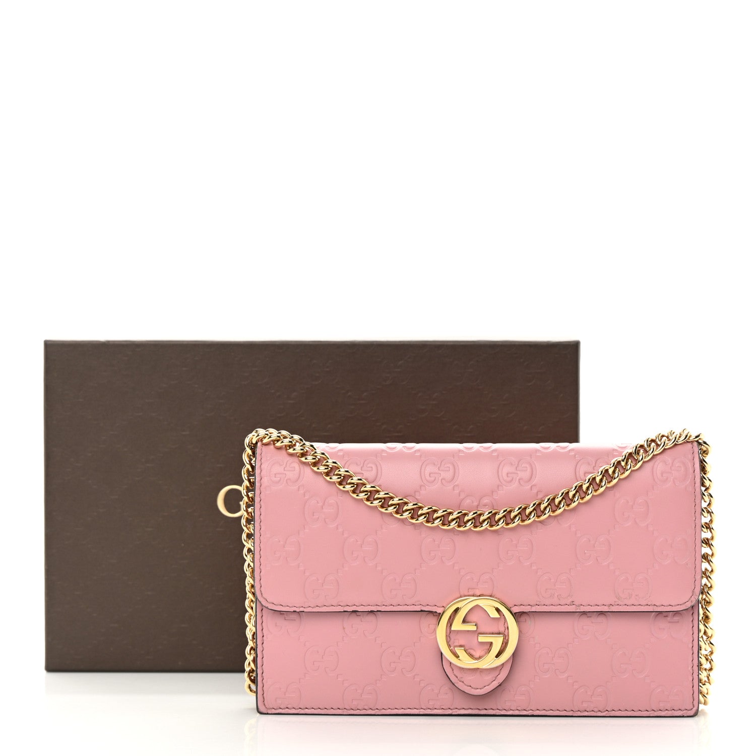 Gucci Guccissima Icon Chain Wallet Carmine Rose 17 of 17