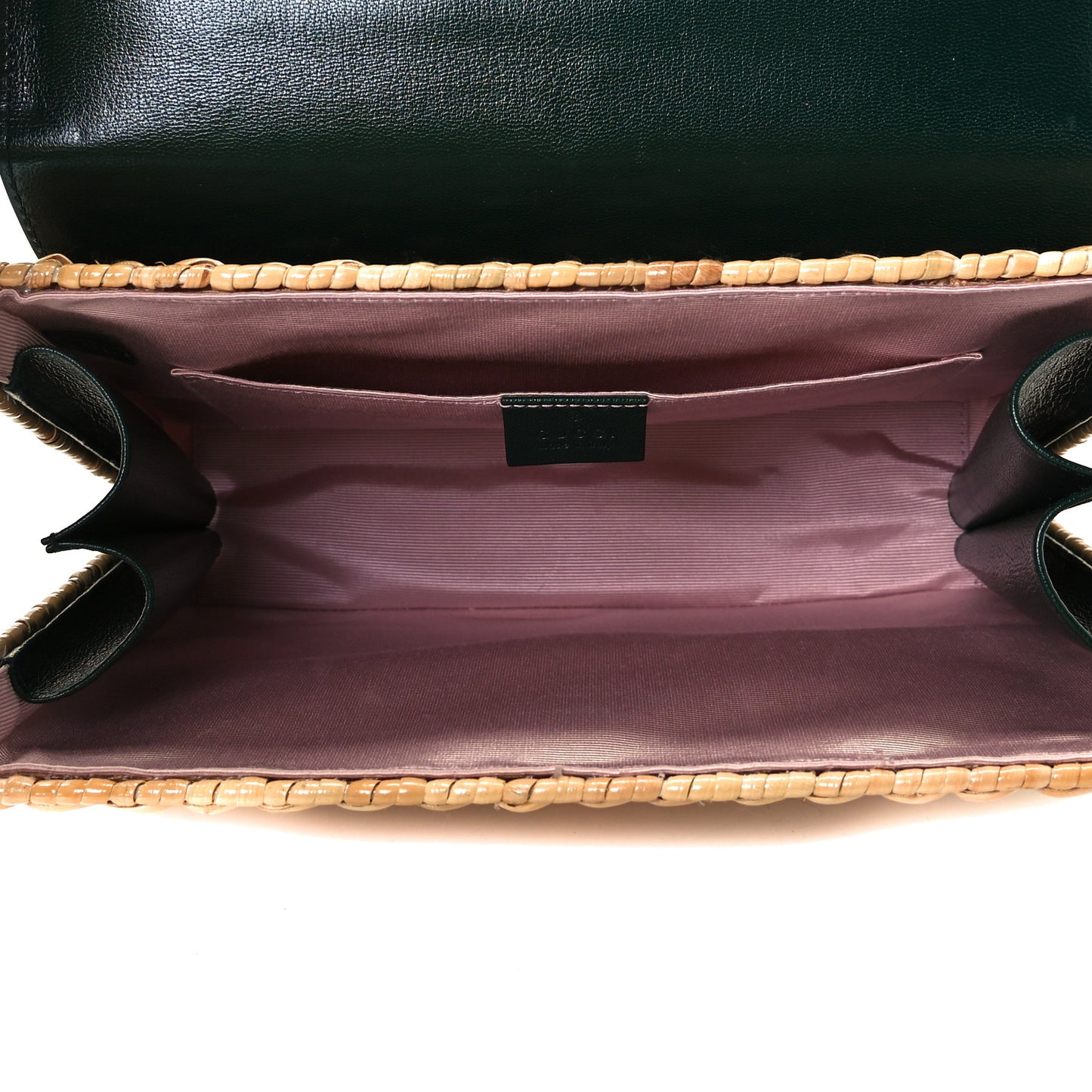 Wicker Calfskin Small Sylvie Top Handle Bag Naturale Green