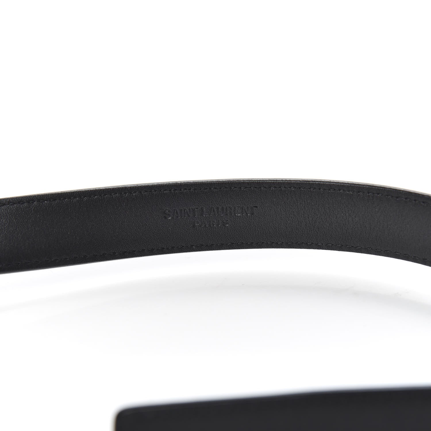 Saint Laurent Smooth Calfskin Monogram Square Buckle Belt 75 30 Black 4 of 5