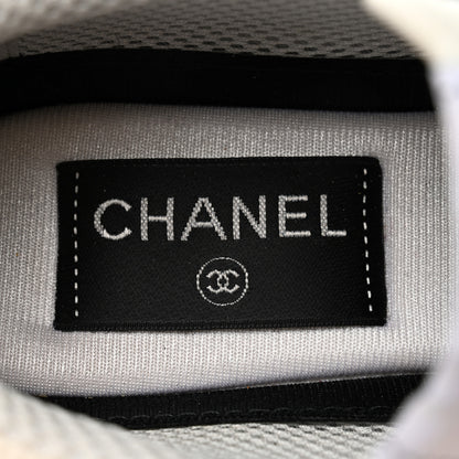 Chanel Calfskin Mesh Lycra Suede Womens Logo Sneakers 37.5 White 7 of 9