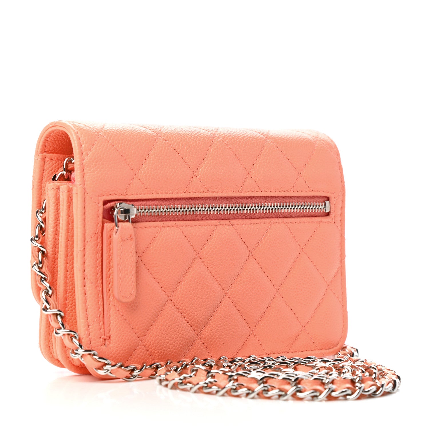 Chanel Caviar Quilted Mini Wallet On Chain WOC Coral 3 of 9