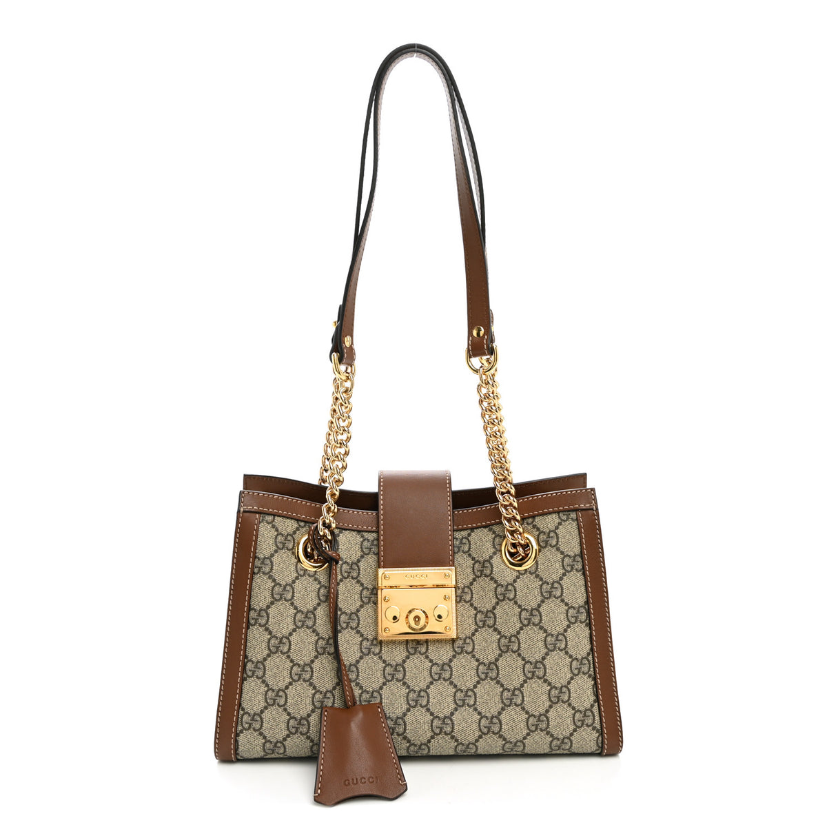 GG Supreme Monogram Calfskin Small Padlock Tote Beige Ebony Tuscany