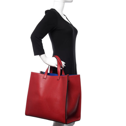 Fendi Calfskin Optic Stripe Shopping Tote Fragola 3 of 10
