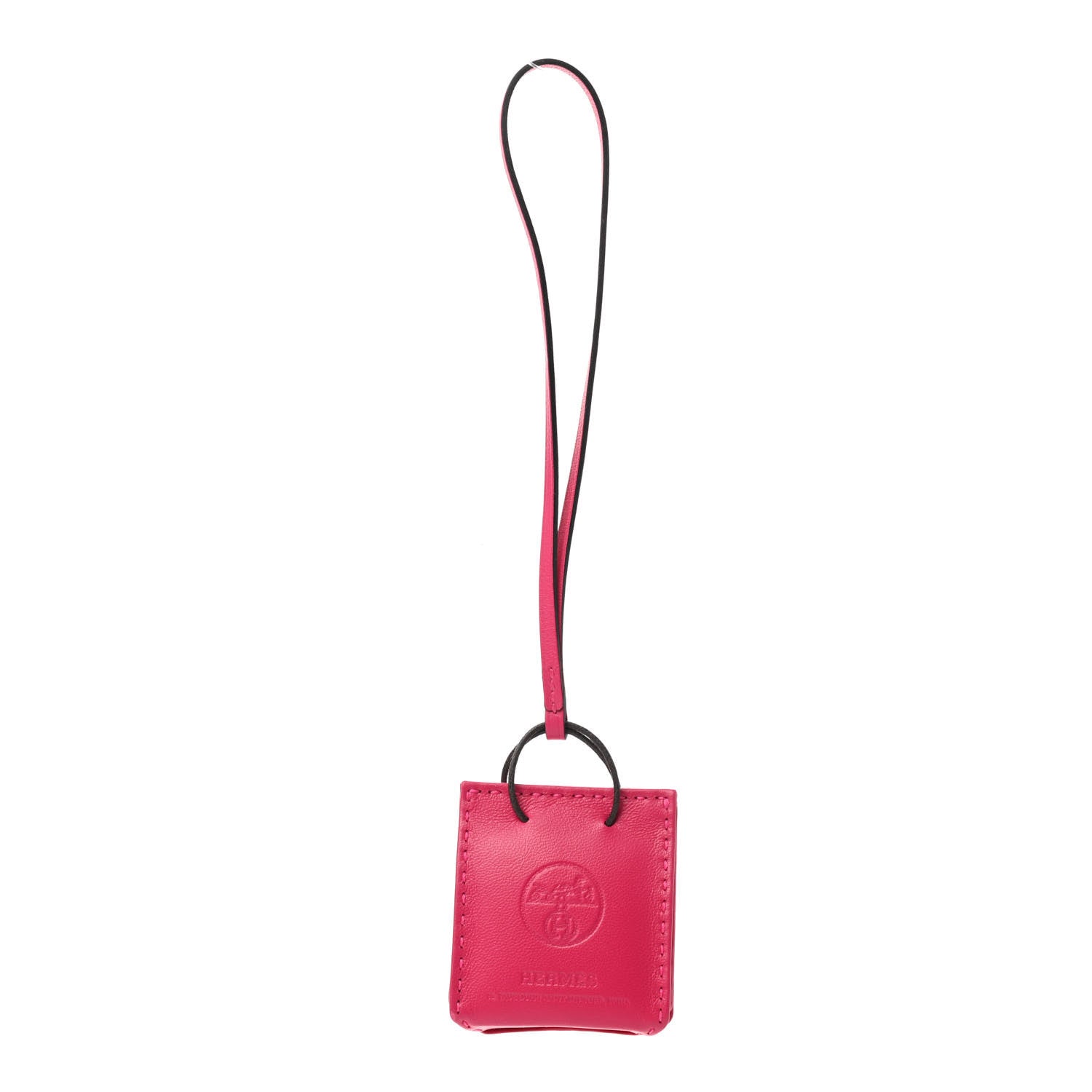 Hermes Milo Lambskin Swift Shopping Bag Charm Rose Mexico 1 of 5