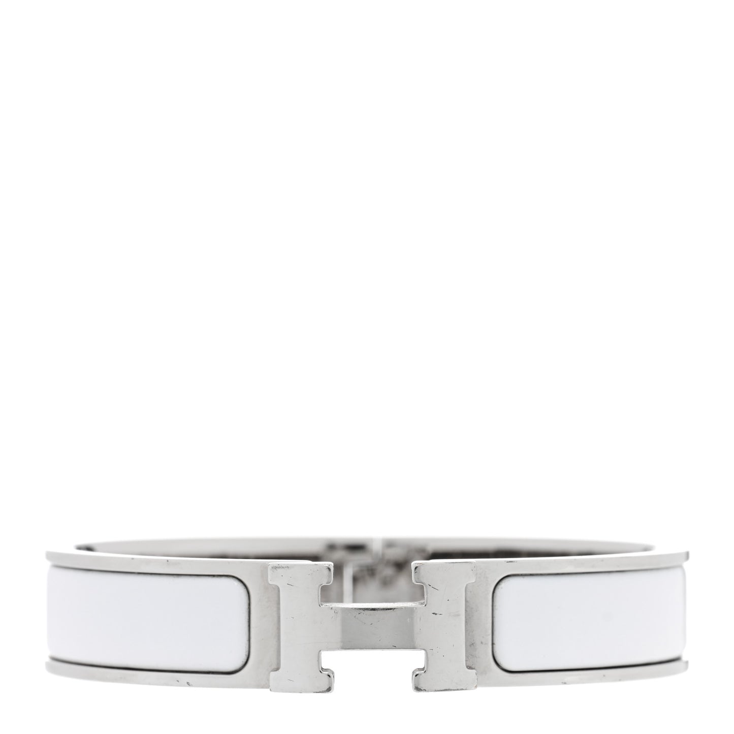 Enamel Narrow Clic Clac H Bracelet PM White