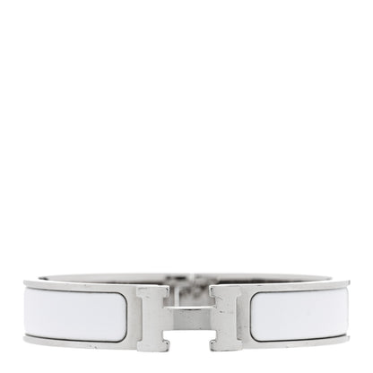 Hermes Enamel Narrow Clic Clac H Bracelet PM White 1 of 5