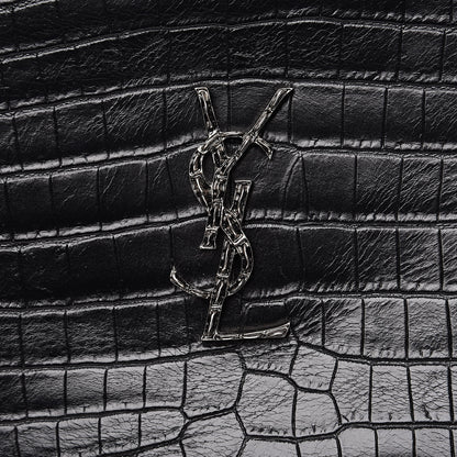 Saint Laurent Calfskin Crocodile Embossed Monogram Lou Camera Bag Black 10 of 11