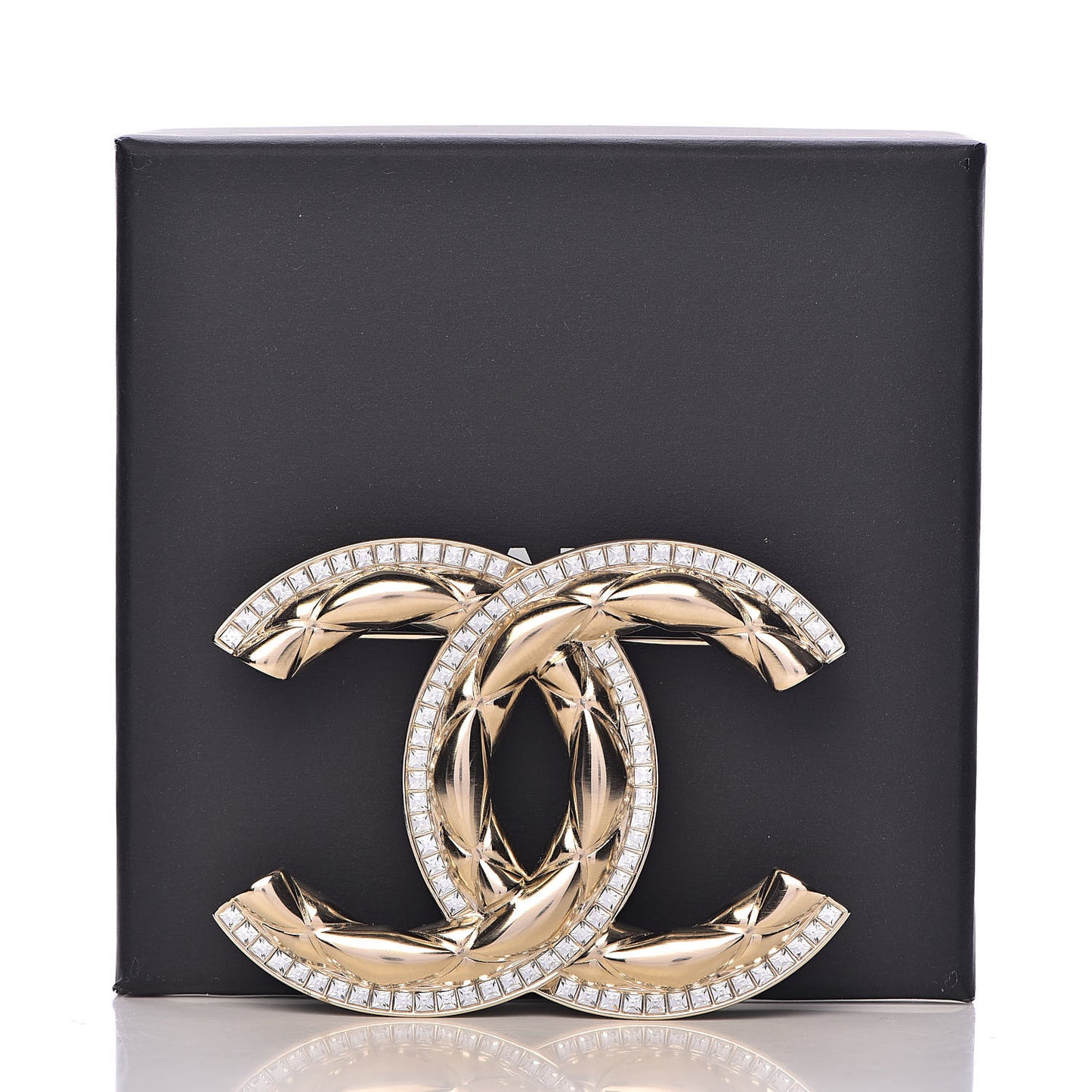 Baguette Crystal Quilted Vintage Allure CC Brooch Gold