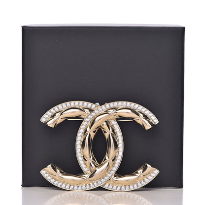 Chanel Baguette Crystal Quilted Vintage Allure CC Brooch Gold 5 of 5