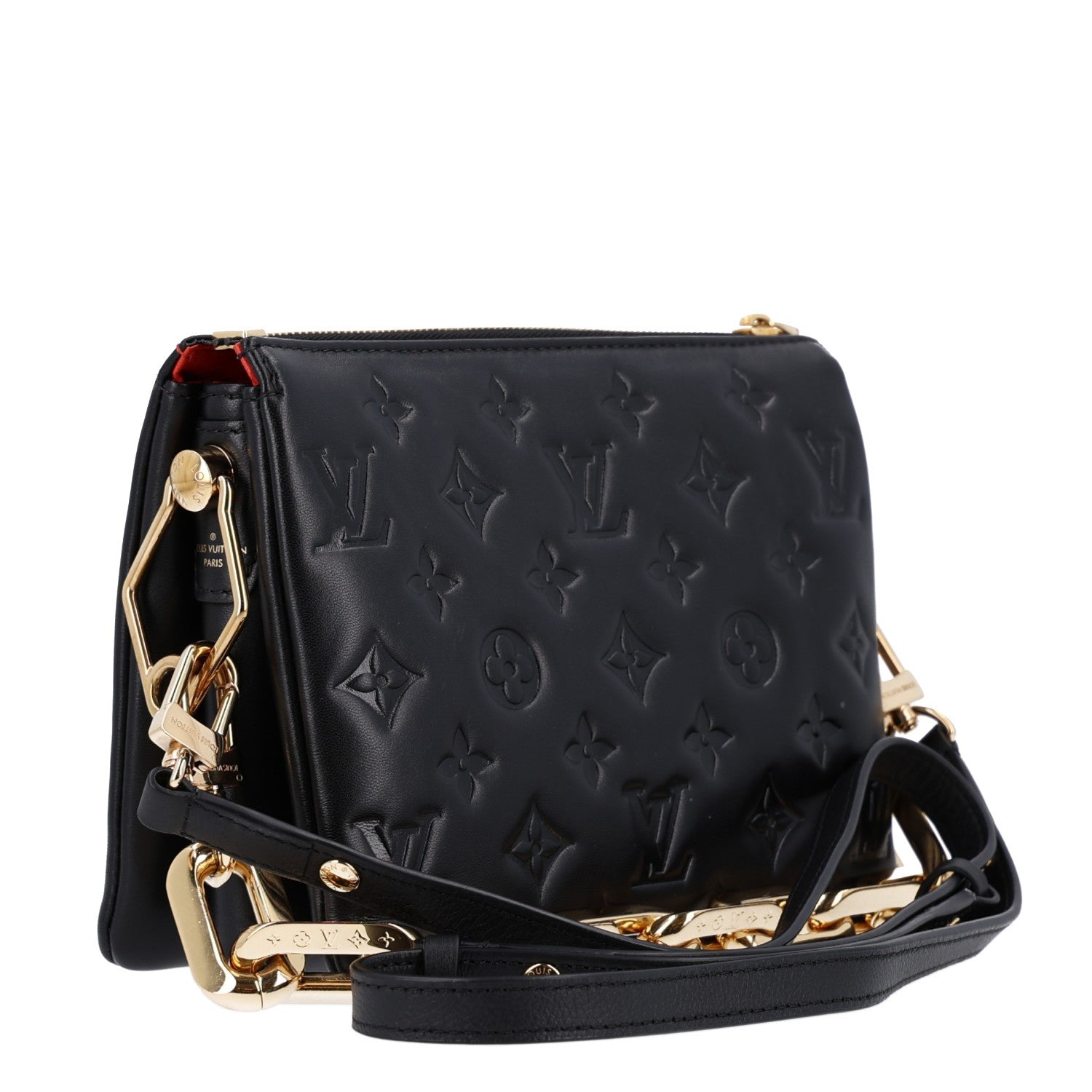 Louis Vuitton Lambskin Embossed Monogram Coussin BB Black 3 of 9