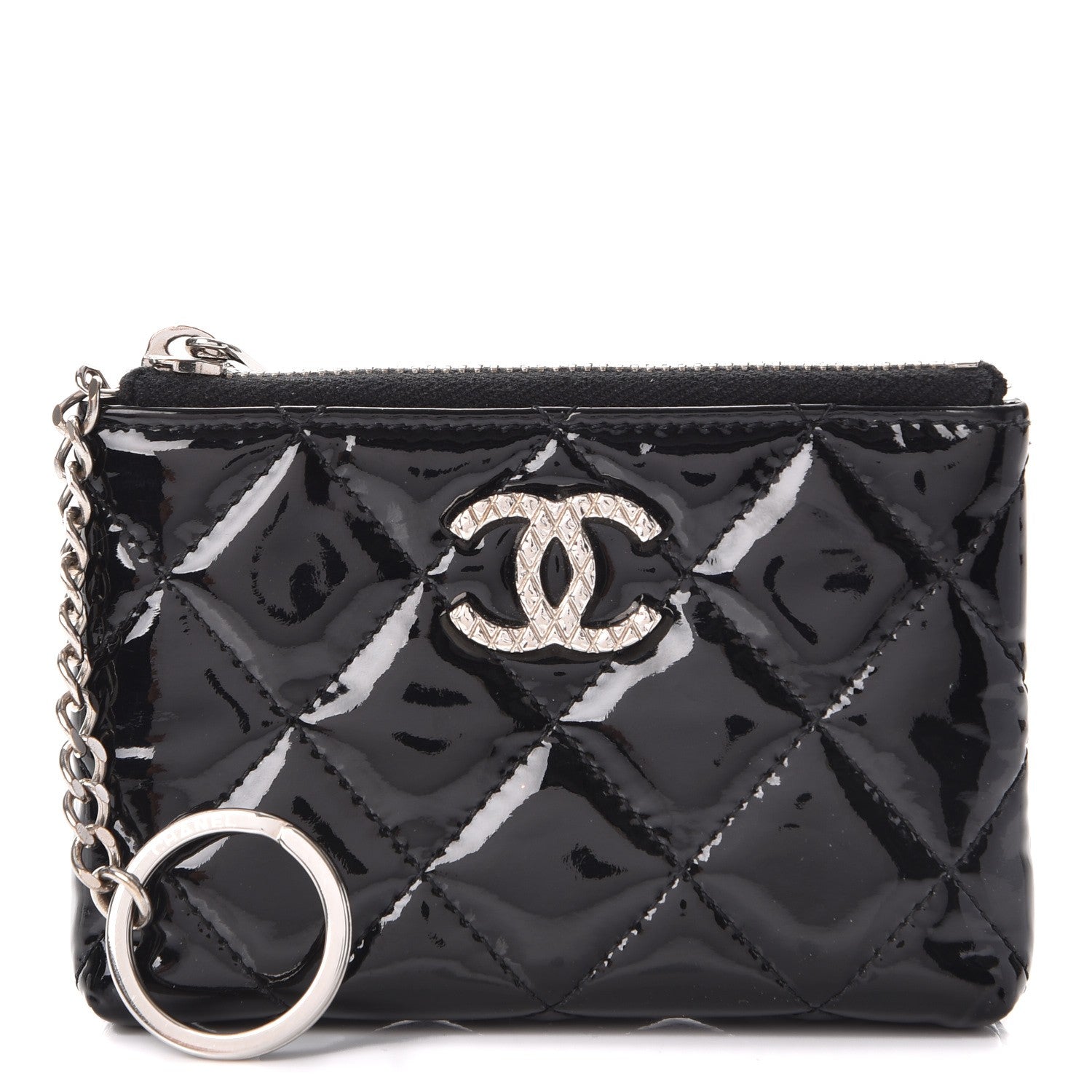 Chanel Patent Quilted Brilliant Key Holder Case Black 1 of 9