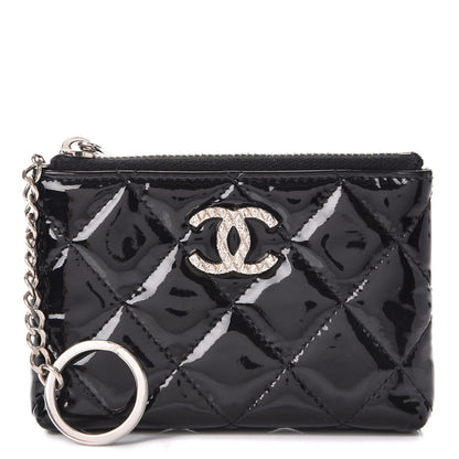 Chanel Patent Quilted Brilliant Key Holder Case Black 1 of 9