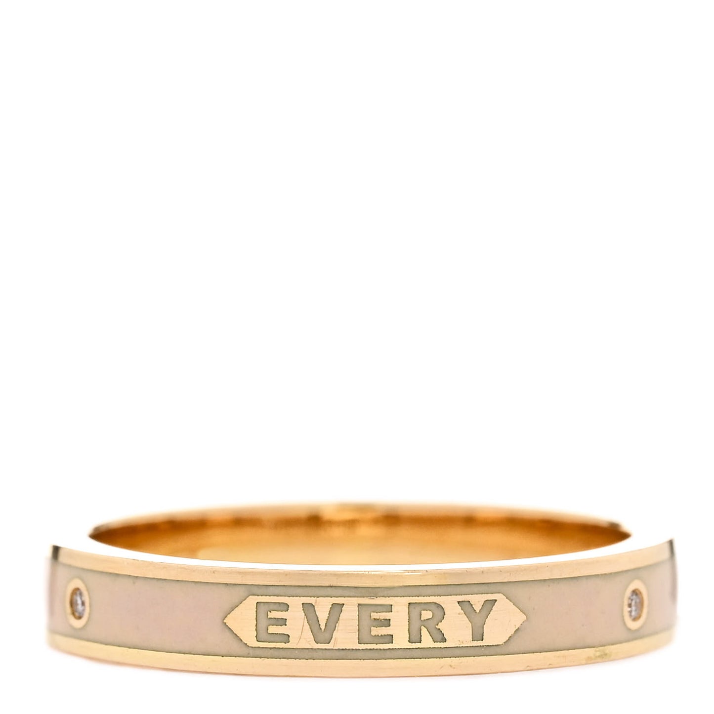 18K Yellow Gold Champleve Enamel Thin Passion Band Ring 54 7 White