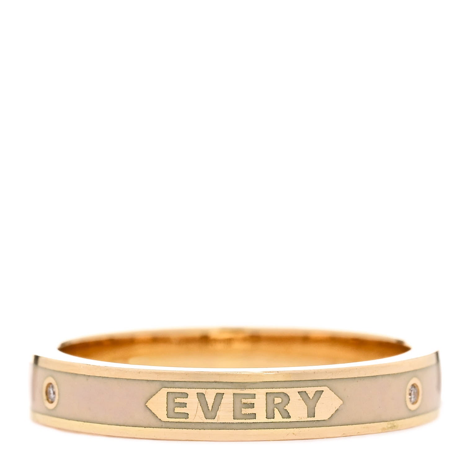 Foundrae 18K Yellow Gold Champleve Enamel Thin Passion Band Ring 54 7 White 4 of 6