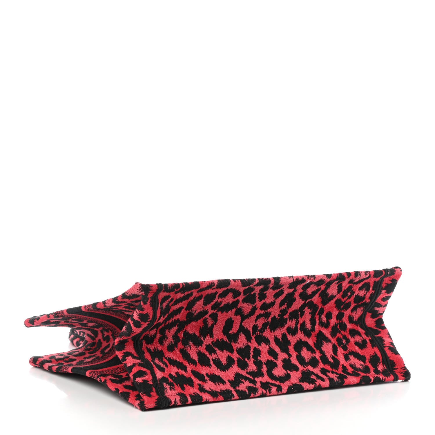 Christian Dior Canvas Mizza Embroidered Medium Leopard Book Tote Fuchsia Multicolor 3 of 4