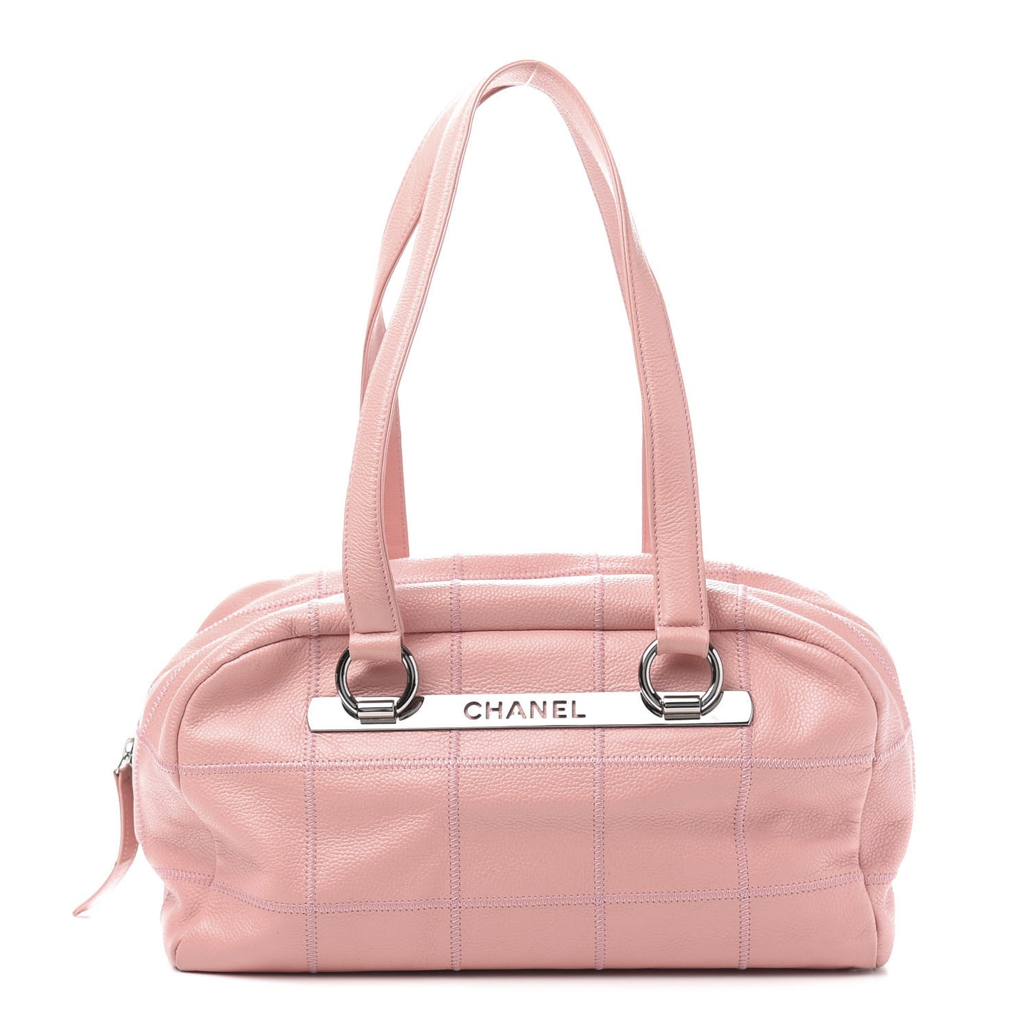 Caviar Square Stitched Bowler Pink