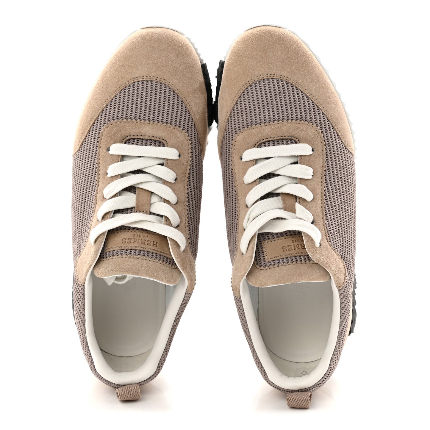 Textured Mesh Suede Goatskin Bouncing Sneakers 37.5 Beige Camel