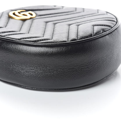 Gucci Azalea Calfskin Matelasse Heart Mini GG Marmont Round Shoulder Bag Black 6 of 7